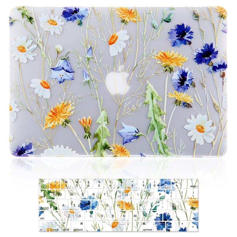 iDonzon Case for MacBook Pro 13 inch (A1502/A1425, 2012-2015 Release), 3D Effect Matte Clear See Through Hard Cover & Keyboard Cover Compatible Pro 13.3 with Retina Display(NO CD-ROM), Floral Pattern - Image 1